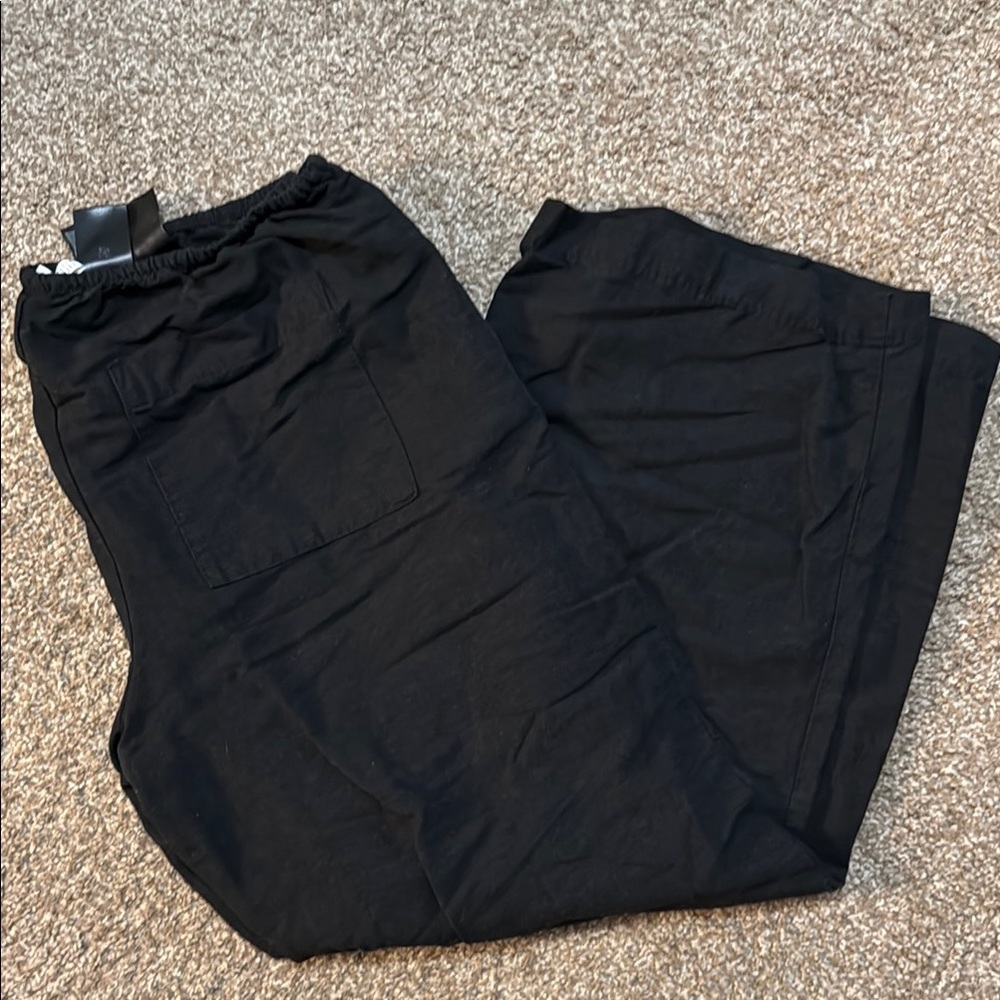 H&M Black Wide Leg Pants Comfortable Cotton Blend